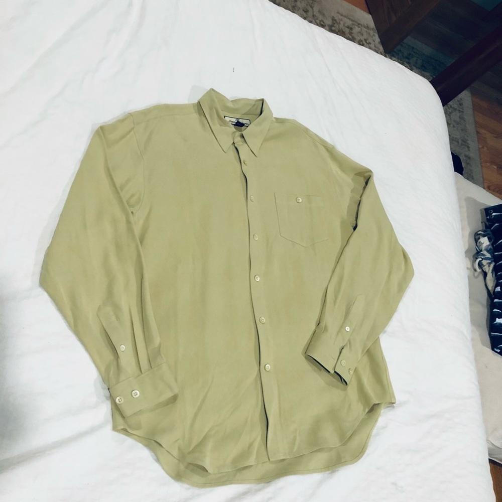 Tommy Bahama Men’s Beige Silk Button Down Shirt - XL
